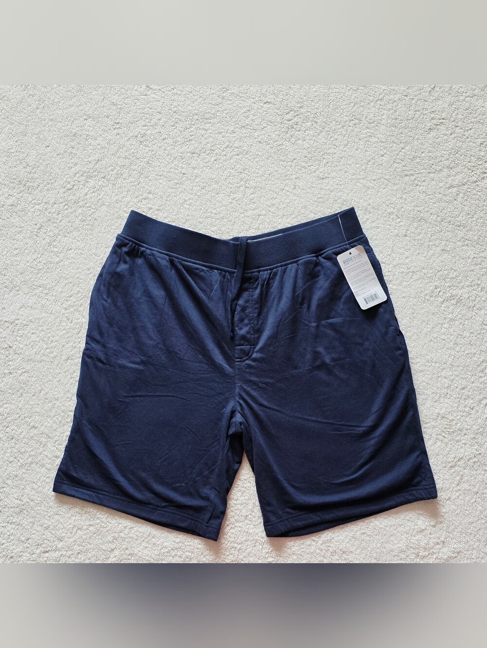 New Dude Robe Shorts Mens size L/ XL Blue Terry Cloth Lined Luxury Loungewear